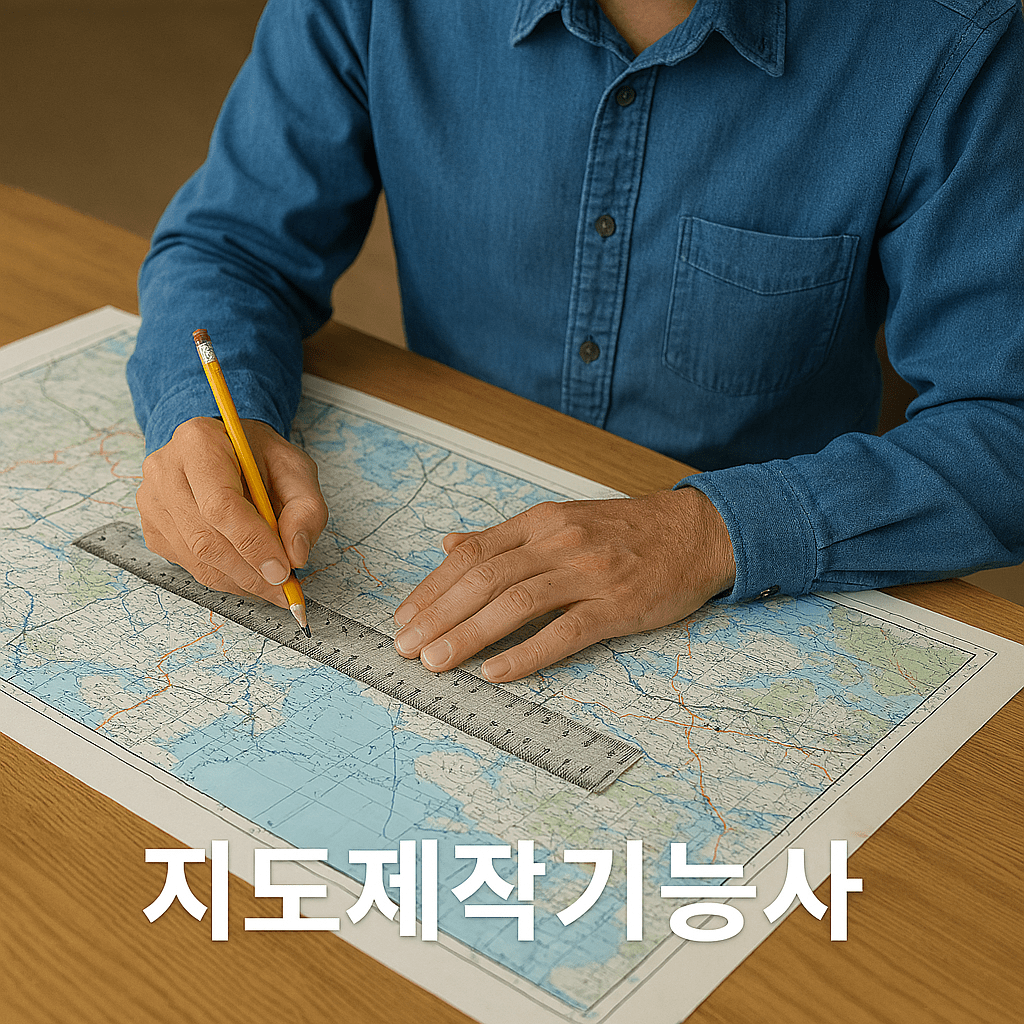 지도를 그리고 있는 손과 연필 및 자