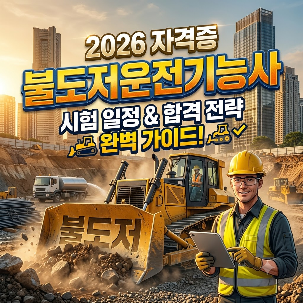 2026 불도저운전기능사 자격증 시험 가이드, 공사 현장에서 불도저와 작업자가 있는 모습